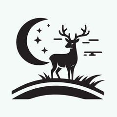 deer logo black icon,  deer vector illustration