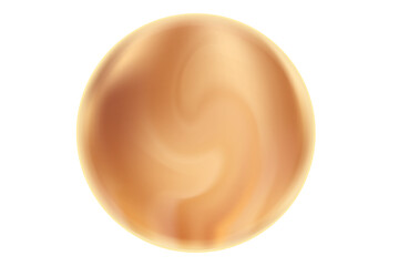 Vintage glowing magic sphere or planet with blurred glass texture, 3d caramel brown sphere or bubble. Beige gradient round shape isolated design asset.