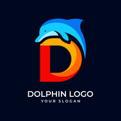 Dolphin Letter D Logo, Vector Logo Design