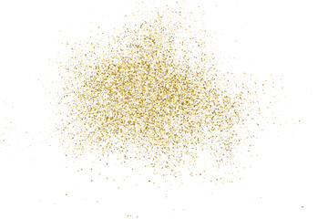 Gold Glitter Texture Isolated On White. New Year, Christmas Background. Amber Particles Color. Celebratory Party. Golden Explosion Of Confetti. Vector Illustration, Eps 10	