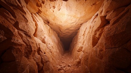 Deep underground cavern with natural rock formations