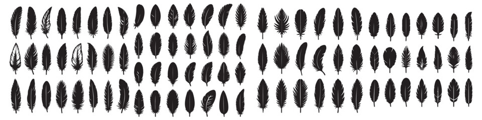 Bird feather icon set Feather vector icons. Feather silhouette © Creativeillustration