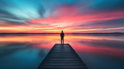 Serene Sunset Reflection: A Moment of Solitude