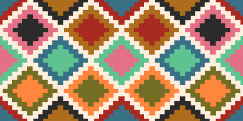 Ethnic geometric pattern, seamless pattern of the Navajo tribe. Native American ethnic. Seamless vector pattern ethnic, seamless Mexican rug, woven carpet. Folk embroidery, Bohemian, Aztec style.	