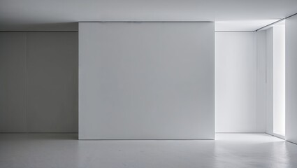 empty room interior with white walls and wooden ceiling.