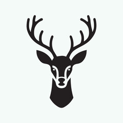 Fototapeta premium deer logo black icon, deer vector illustration