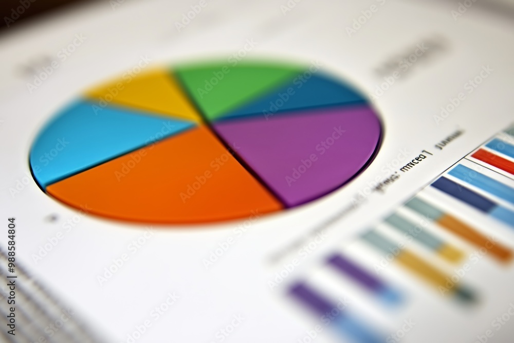 Poster colorful pie chart analysis showcasing data distribution and insights in a business report