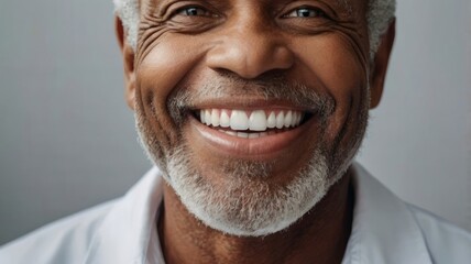 Fototapeta premium Senior man smiling showing white teeth