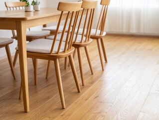 Interior of open plan flat with living and dining room