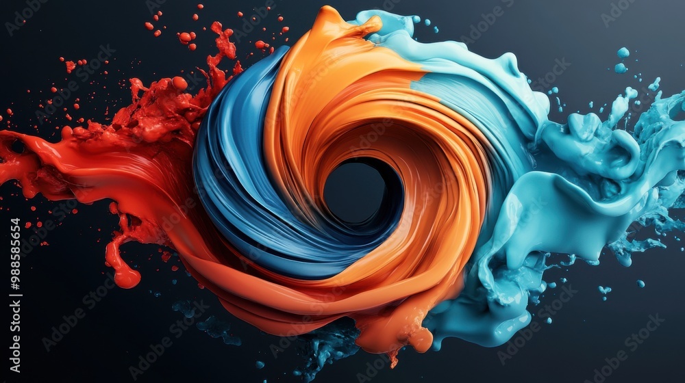 Poster dynamic abstract swirl of colors in space
