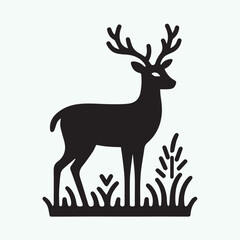 deer logo black icon,  deer vector illustration