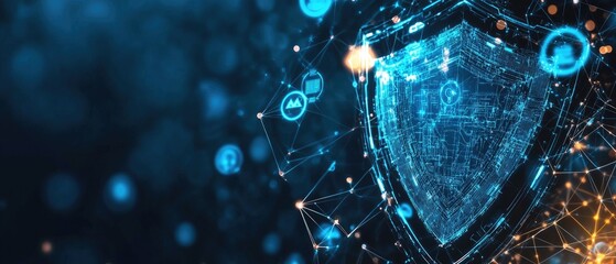 Digital Shield Representing Cybersecurity Protection and Data Defense Concept