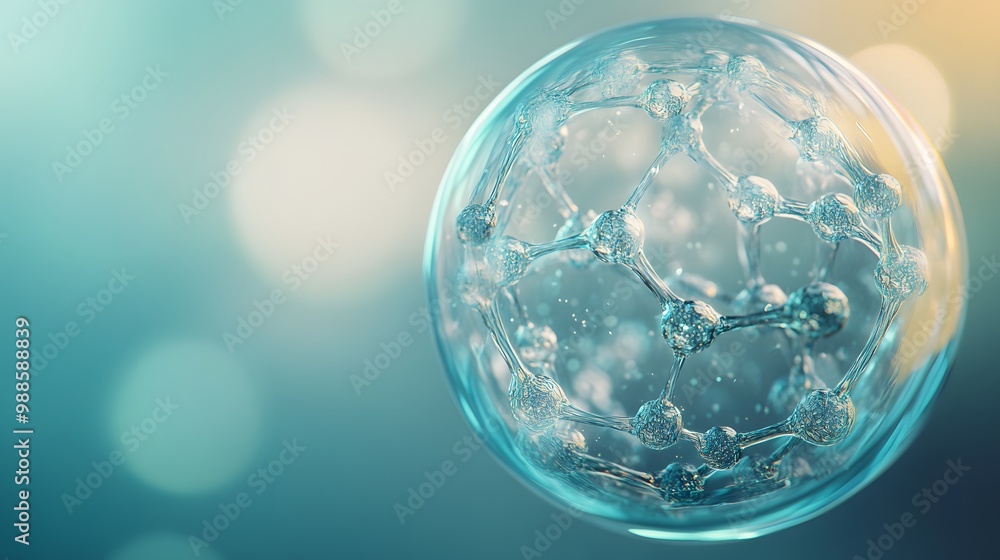 Aufkleber a 3d rendering of a crystalline molecular structure in a clear sphere