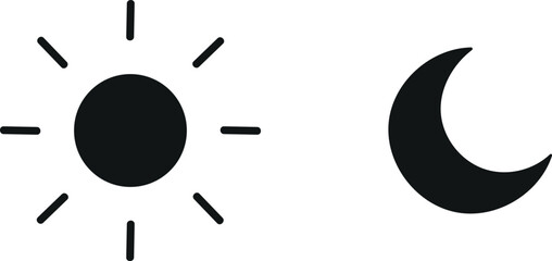 Sun, moon icon illustration isolated vector sign symbol. Silhouette icons on white background. Morning and night. Day and night weather. Vector illustration