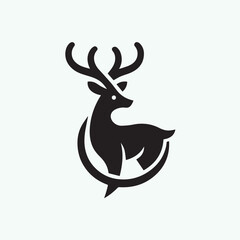 Obraz premium deer logo black icon, deer vector illustration