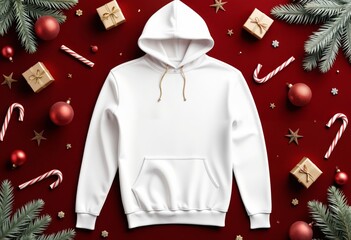 christmas sweater mockup on red background