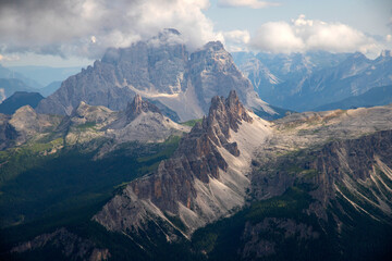 Croda da Lago and Pelmo mountain view from Tofana di Mezzo, Dolomites, Italy