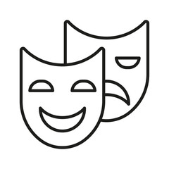 Theater masks line icon editable stroke isolated vector object