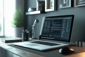 Naklejka premium working on an laptop computer in an business office at work