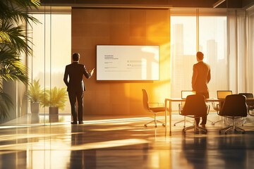 business people giving a presentation in the office at work