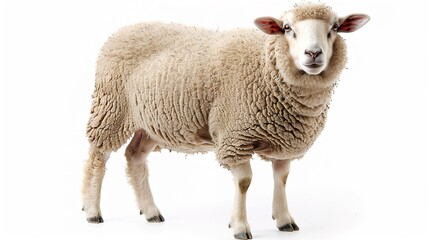 Fototapeta premium An isolated animal image on a pure white background. The animal has distinct features and a unique charm. Its pose and expression capture attention. The white background makes the animal stand out cle