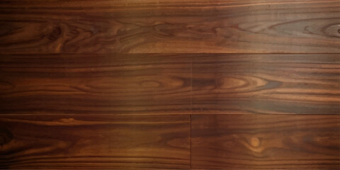 A close up of high gloss lacquered wood paneling with a deep rich brown color the reflective surf.deep  brow wood planks with natural texture, wooden retro background, light wooden background, table 
