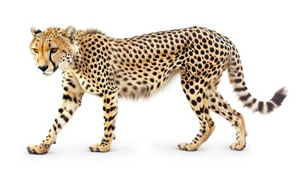 Fototapeta premium An isolated animal image on a pure white background. The animal has distinct features and a unique charm. Its pose and expression capture attention. The white background makes the animal stand out cle