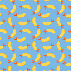 Tempura fried shrimp vector isolated illustration. Tempura fried shrimp pattern.