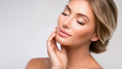 Woman Beauty Makeup, Face Skin Care Natural Beautiful Make Up.