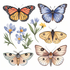 Colorful Butterflies, Delicate Garden Flowers, Butterfly Bushes, Soft Grass, Dew Drops.