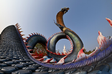 Landmark Wat Roi Phra Phutthabat Phu Manorom. Mukdahan, Thailand