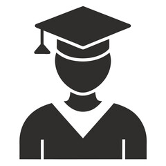 Person with graduation cap silhouettes outline vector illustration.
