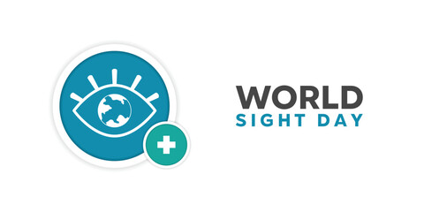 World Sight Day. Eye and plus icon. Great for cards, banners, posters, social media and more. White background.