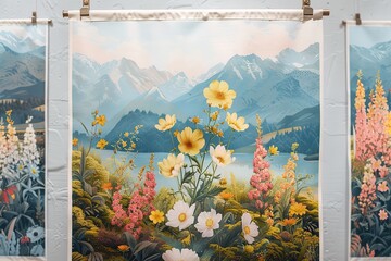 Modern abstract art. illustration. Flowers, branches, golden elements, textures, oil on canvas. grey, print, wallpaper, poster, card, mural, wall art