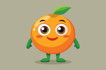 An adorable orange character smiles and poses with enthusiasm, showcasing its bright personality, a cartoon character Orange cute character