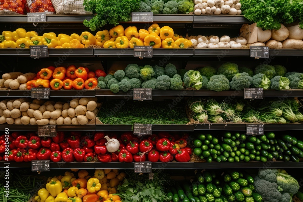 Poster Vegetable on shelf at a shop supermarket food cauliflower.