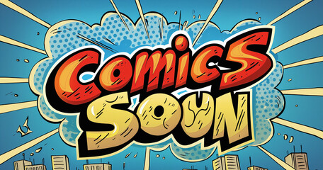 Fototapeta premium pop explosion comics soon font stock illustration