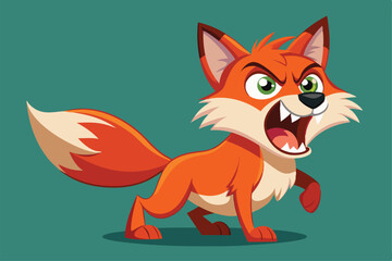 Obraz premium A lively cartoon fox character is roaring energetically with a fierce expression, a cartoon character Roaring fox