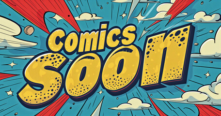 Fototapeta premium pop explosion comics soon font stock illustration