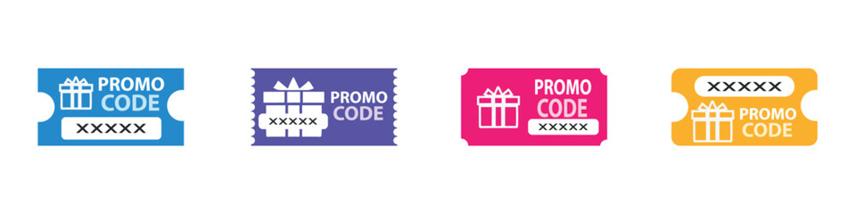 Fototapeta premium Promo code coupon set. Discount coupon. Gift voucher with promo code. Promo code template for web marketing