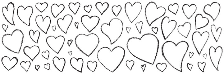 Hand drawn Valentines heart with chalk, crayon, lipstick grunge texture. Vector stoke illustration isolated on white background for decoration template greeting card, invitation, banner, menu.