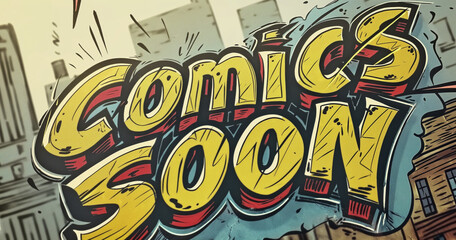 Obraz premium graffiti on the wall pop explosion comics soon font stock illustration