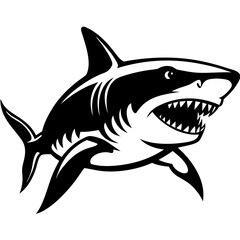 vector black silhouette design of a shark 