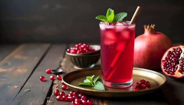 Sharbat - Traditional Afghan Fruit Drink Made with Pomegranate and Mint (Afghan Cuisine)