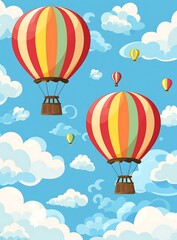 Naklejka premium Colorful Hot Air Balloons Flying Through the Sky