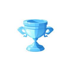 Vector illustration of blue trophy cup for game on isolated background.