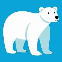 Fototapeta premium A polar bear is majestically standing on a vibrant blue background