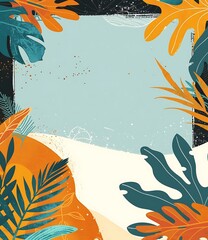 Abstract Tropical Leaves Illustration Background