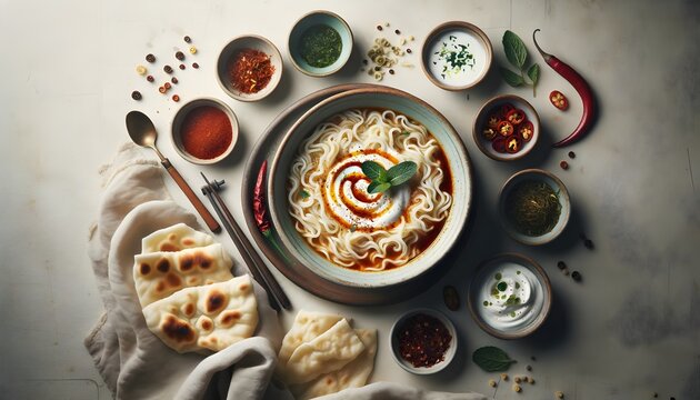 Aush Afghan Noodle Soup with Yogurt and Spices (Afghan Cuisine)