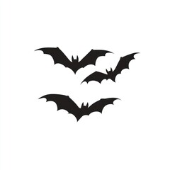 Fototapeta premium Three black bats flying silhouette